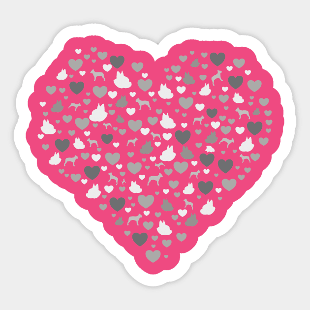 Boston Terrier Love Hearts Boston Valentine's Day Gift Sticker by DoggyStyles